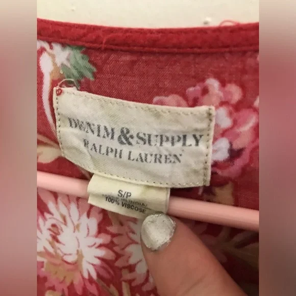 Denim & Supply Ralph Lauren Julia Red Floral Print Dress 1985T - Picture 2 of 8